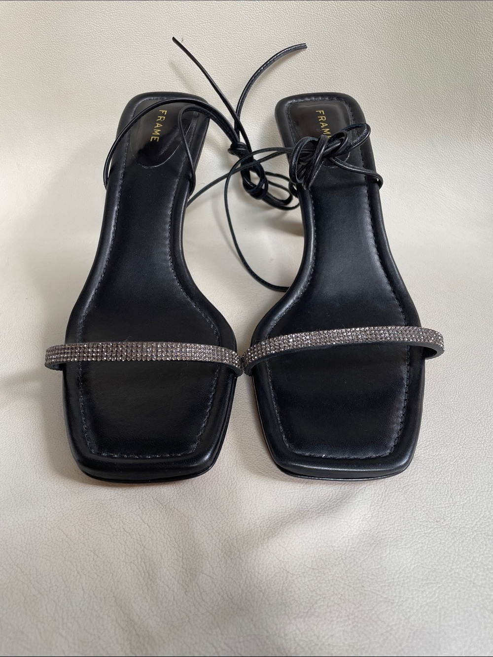 FRAME Le Sandal Crystal-Embellished Heeled Sandals - 40
